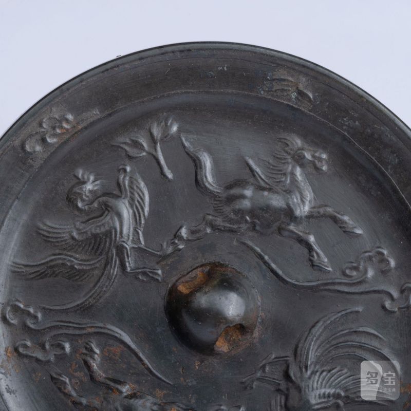    唐 雙鸞雙馬紋銅鏡 - 图2